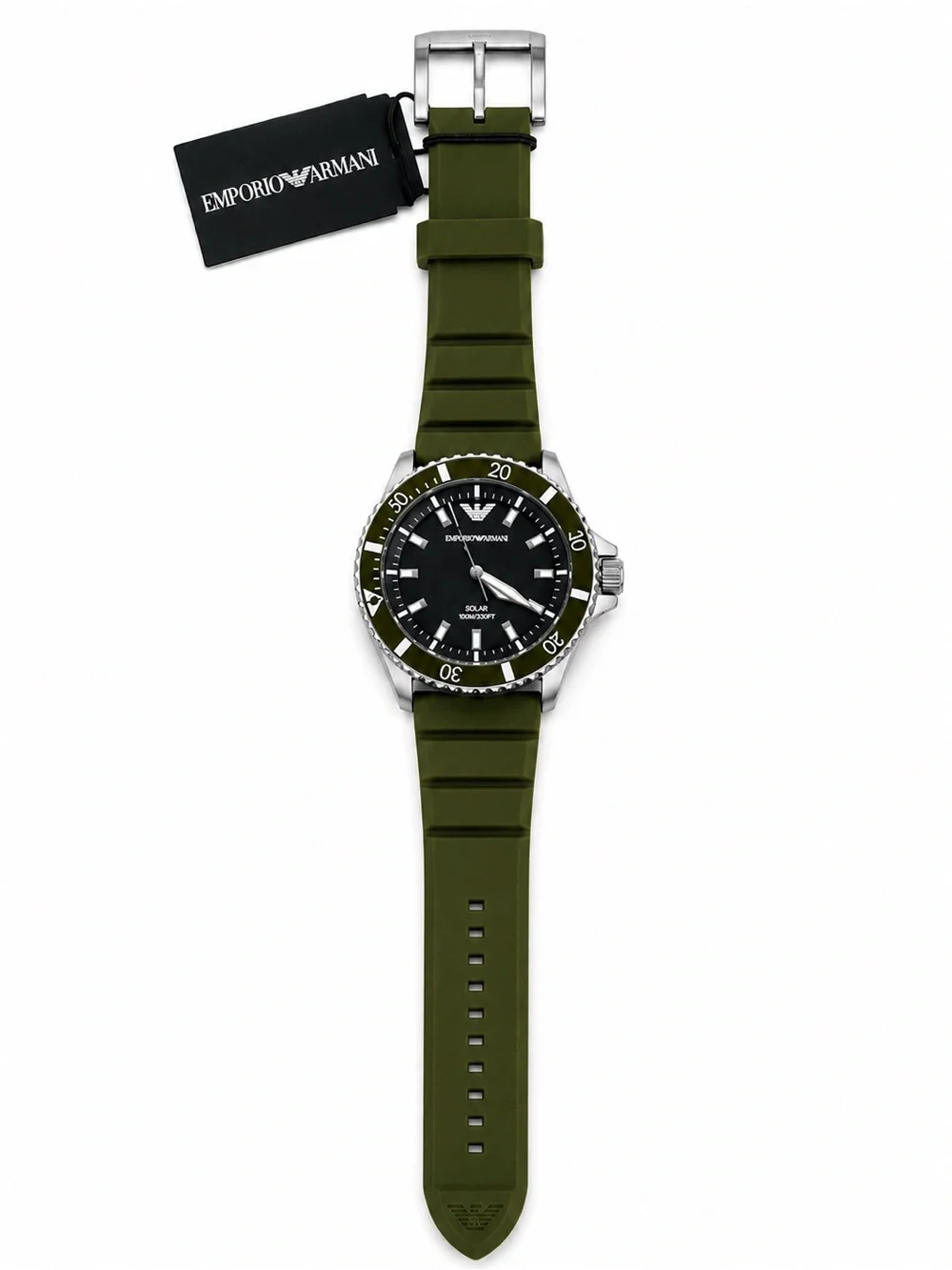 NEW Emporio Armani Men's Silicone Watch with Olive Green AR11699